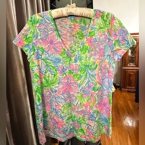 Lilly Pulitzer Multicolor Floral V-Neck Tee